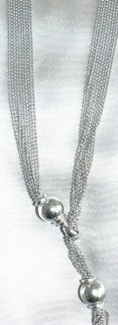 14K WHITE GOLD MULTI STREND NECKLACE